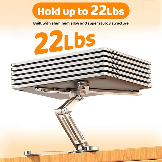 Moallia Laptop Stand with 360 Rotating Base, Computer Notebook Laptop Riser Metal Holder for Desk Collaborative Work, Fully Foldable for Easy Storage, Fits All MacBook, Laptops up to 16 inches | Stands - TrueDesk