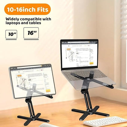 Moallia Laptop Stand with 360 Rotating Base, Computer Notebook Laptop Riser Metal Holder for Desk Collaborative Work, Fully Foldable for Easy Storage, Fits All MacBook, Laptops up to 16 inches, Black | Stands - TrueDesk