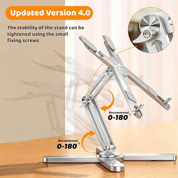 Moallia Laptop Stand with 360 Rotating Base, Computer Notebook Laptop Riser Metal Holder for Desk Collaborative Work, Fully Foldable for Easy Storage, Fits All MacBook, Laptops up to 16 inches | Stands - TrueDesk
