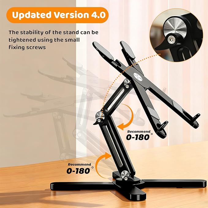 Moallia Laptop Stand with 360 Rotating Base, Computer Notebook Laptop Riser Metal Holder for Desk Collaborative Work, Fully Foldable for Easy Storage, Fits All MacBook, Laptops up to 16 inches, Black | Stands - TrueDesk