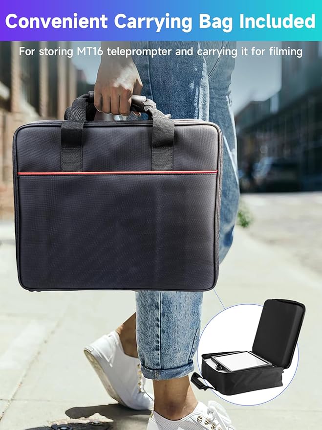 Moman Teleprompter, Metal Prompter iPad Tablets with APP Remote Control for DSLR Camera Camcorder Smartphone Mobile,for Tablets Autocue Camera Prompting,Metal Prompter Kit(MT16 - 1,16inch) | Teleprompters - TrueDesk