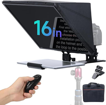 Moman Teleprompter, Metal Prompter iPad Tablets with APP Remote Control for DSLR Camera Camcorder Smartphone Mobile,for Tablets Autocue Camera Prompting,Metal Prompter Kit(MT16 - 1,16inch) | Teleprompters - TrueDesk