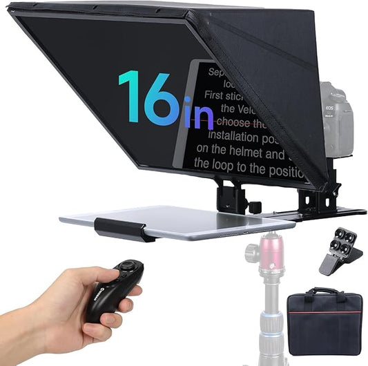 Moman Teleprompter, Metal Prompter iPad Tablets with APP Remote Control for DSLR Camera Camcorder Smartphone Mobile,for Tablets Autocue Camera Prompting,Metal Prompter Kit(MT16 - 1,16inch) | Teleprompters - TrueDesk