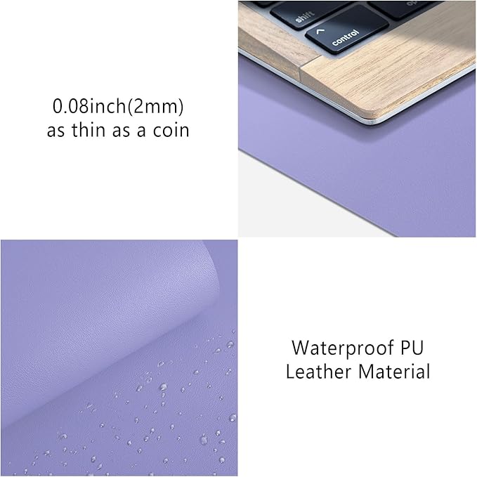 Mouse Pad Desk Protector Mat, Large PU Leather Office Desk Mat, Non - Slip Desk Pad for Keyboard and Mouse, Waterproof Desk Blotter Pad for Writing, Smooth Laptop Desk Pads, Taro Purple (17’’X36’’) | Desk Pads Blotters - TrueDesk