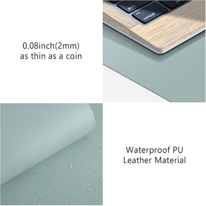 Mouse Pad Desk Protector Mat, Large PU Leather Office Desk Mat, Non - Slip Desk Pad for Keyboard and Mouse, Waterproof Desk Blotter Pad for Writing, Smooth Laptop Desk Pads, Light Teal (13.7''X23.6'') | Mouse Pads - TrueDesk