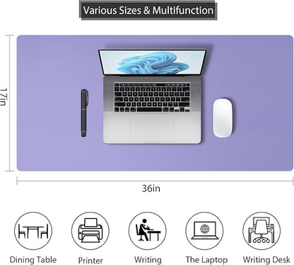 Mouse Pad Desk Protector Mat, Large PU Leather Office Desk Mat, Non - Slip Desk Pad for Keyboard and Mouse, Waterproof Desk Blotter Pad for Writing, Smooth Laptop Desk Pads, Taro Purple (17’’X36’’) | Desk Pads Blotters - TrueDesk