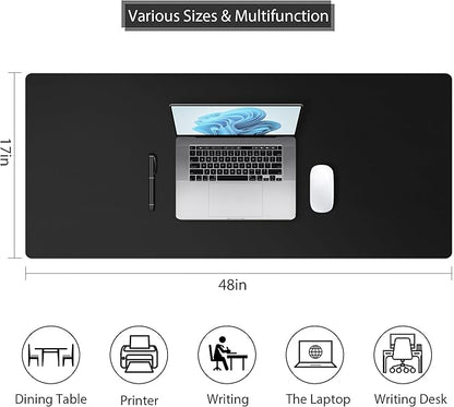 Mouse Pad Desk Protector Mat, Large PU Leather Office Desk Mat, Non - Slip Desk Pad for Keyboard and Mouse, Waterproof Desk Blotter Pad for Writing, Wide & Smooth Laptop Desk Pads, Black (17''X48'') | Mouse Pads - TrueDesk