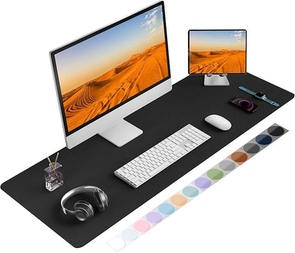 Mouse Pad Desk Protector Mat, Large PU Leather Office Desk Mat, Non - Slip Desk Pad for Keyboard and Mouse, Waterproof Desk Blotter Pad for Writing, Wide & Smooth Laptop Desk Pads, Black (17''X48'') | Mouse Pads - TrueDesk