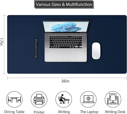 Mouse Pad Desk Protector Mat, Large PU Leather Office Desk Mat, Non - Slip Desk Pad for Keyboard and Mouse, Waterproof Desk Blotter Pad for Writing, Wide & Smooth Laptop Desk Pads, Navy (17’’X36’’) | Desk Pads Blotters - TrueDesk