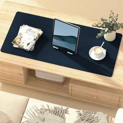 Mouse Pad Desk Protector Mat, Large PU Leather Office Desk Mat, Non - Slip Desk Pad for Keyboard and Mouse, Waterproof Desk Blotter Pad for Writing, Wide & Smooth Laptop Desk Pads, Navy (17’’X36’’) | Desk Pads Blotters - TrueDesk