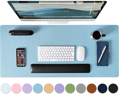 Mouse Pad Desk Protector Mat, Large PU Leather Office Desk Mat, Non - Slip Desk Pad for Keyboard and Mouse, Waterproof Desk Blotter Pad for Writing, Wide & Smooth Laptop Desk Pads, Sky Blue (17’’X36’’) | Desk Pads Blotters - TrueDesk