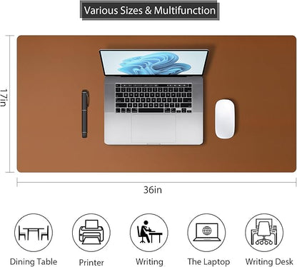 Mouse Pad Desk Protector Mat, Large PU Leather Office Desk Mat, Non - Slip Desk Pad for Keyboard and Mouse, Waterproof Desk Blotter Pad for Writing, Wide & Smooth Laptop Desk Pads, Brown (17’’X36’’) | Desk Pads Blotters - TrueDesk