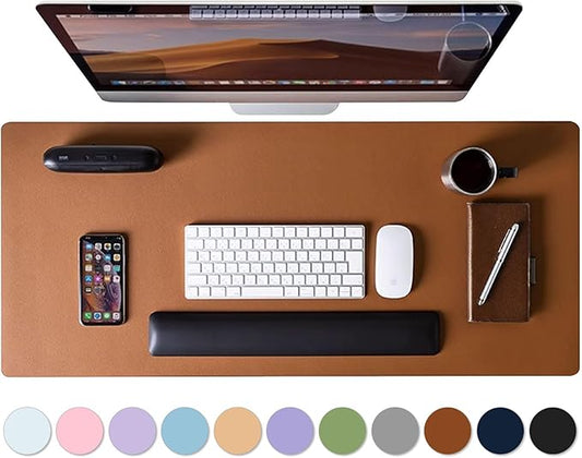 Mouse Pad Desk Protector Mat, Large PU Leather Office Desk Mat, Non - Slip Desk Pad for Keyboard and Mouse, Waterproof Desk Blotter Pad for Writing, Wide & Smooth Laptop Desk Pads, Brown (17’’X36’’) | Desk Pads Blotters - TrueDesk