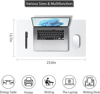 Mouse Pad Large for Desk, PU Leather Desk Pad Protector, Desk Mat Waterproof for Home & Office, Non - Slip Desk Mat for Keyboard and Mouse, Desk Blotter Writing Pad for Desktop, White (13.7''X23.6'') | Desk Pads Blotters - TrueDesk