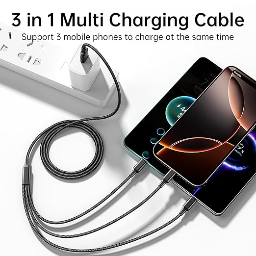 Multi USB Charging Cable 3A, (2Pack 6.6FT)3 in 1 Fast Charger Cord Connector with Dual Phone/Type C/Micro USB Port Adapter, Compatible with Tablets Phone 12 11 Pro 8 7 6 Samsung Galaxy(Charging Only) | USB Cables - TrueDesk