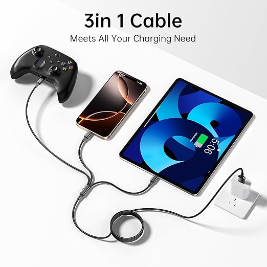 Multi USB Charging Cable 3A, (2Pack 6.6FT)3 in 1 Fast Charger Cord Connector with Dual Phone/Type C/Micro USB Port Adapter, Compatible with Tablets Phone 12 11 Pro 8 7 6 Samsung Galaxy(Charging Only) | USB Cables - TrueDesk