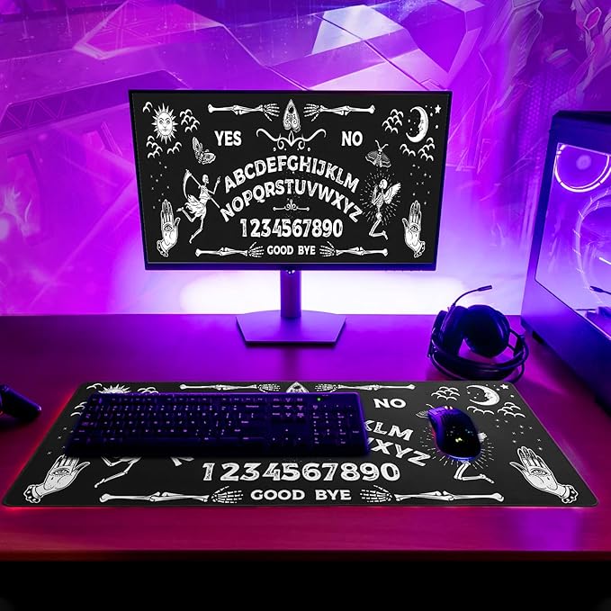 Mysterious Spirit Goth Gaming Mouse Pad 31.5x11.8 Inch Large Desk Mat Black Extended Pads Big Mousepad Non - Slip Rubber Base Keyboard Mat with Stitched Edges for Gaming Laptop Computer PC Desktop | Mouse Pads - TrueDesk