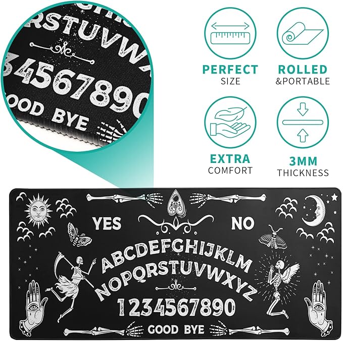 Mysterious Spirit Goth Gaming Mouse Pad 31.5x11.8 Inch Large Desk Mat Black Extended Pads Big Mousepad Non - Slip Rubber Base Keyboard Mat with Stitched Edges for Gaming Laptop Computer PC Desktop | Mouse Pads - TrueDesk