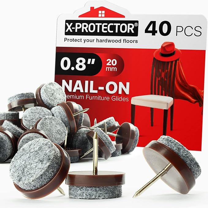 Nail - on Felt Pads X - PROTECTOR 40 PCS - 0.8" Felt Furniture Pads - Felt Chair Pads for Hardwood Floors - Floor Protectors for Furniture Legs - Furniture Sliders for Hardwood Floors (20mm)! | Furniture Pads - TrueDesk