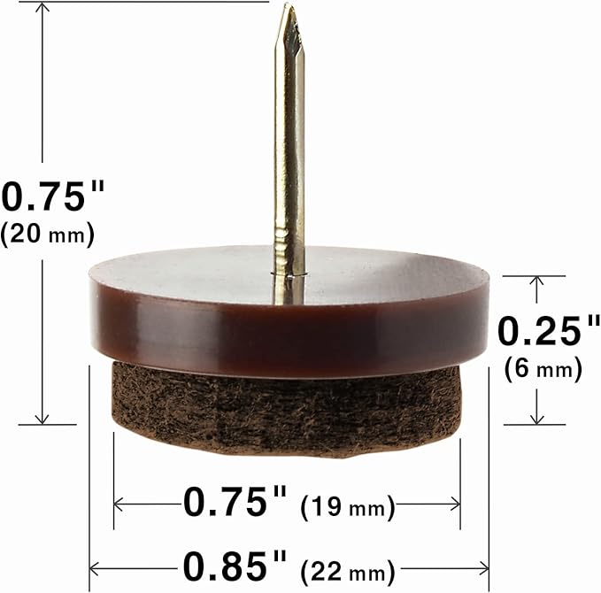 Nail - on Felt Pads X - PROTECTOR 40 PCS - 0.85" Felt Furniture Pads - Brown Chair Leg Floor Protectors - Nail in Furniture Pads for Furniture Legs - The Best Felt Chair Pads for Hardwood Floors (22mm)! | Furniture Pads - TrueDesk