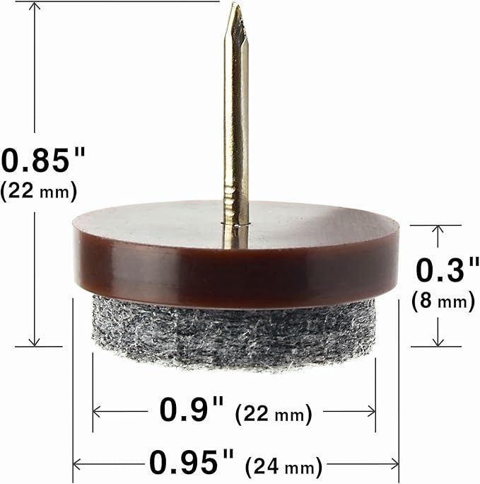 Nail - on Felt Pads X - PROTECTOR 40 PCS - 0.95" Felt Chair Pads - Floor Protectors for Furniture Legs - Best Furniture Sliders for Hardwood Floors (24 mm)! | Furniture Pads - TrueDesk