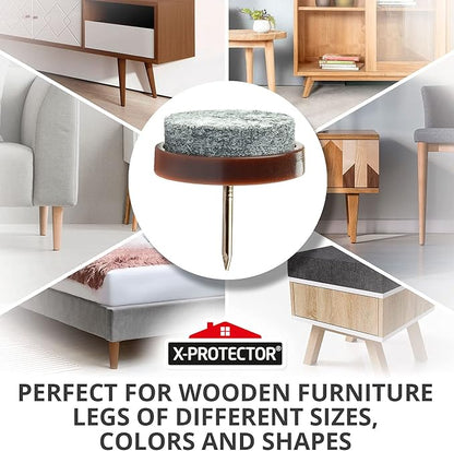 Nail - on Felt Pads X - PROTECTOR 40 PCS - 0.95" Felt Chair Pads - Floor Protectors for Furniture Legs - Best Furniture Sliders for Hardwood Floors (24 mm)! | Furniture Pads - TrueDesk