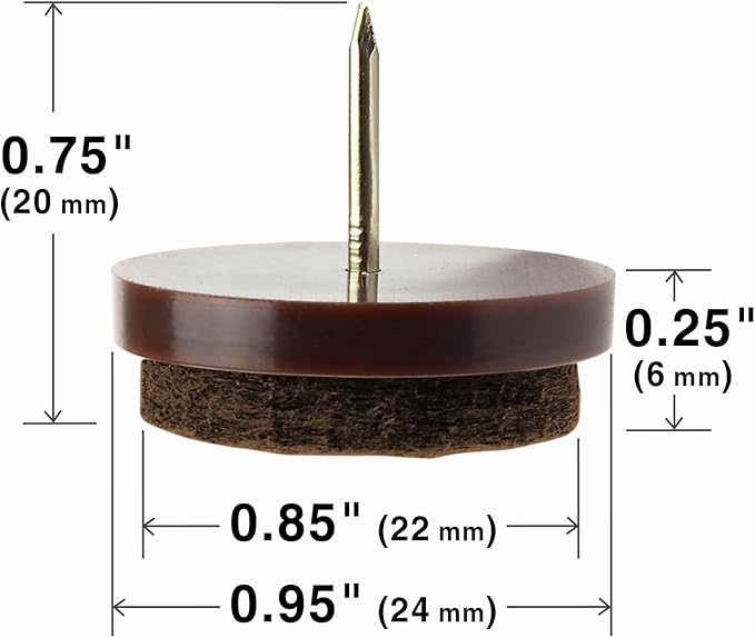 Nail - on Felt Pads X - PROTECTOR 40 PCS - 0.95" Felt Furniture Pads - Brown Chair Leg Floor Protectors - Nail in Furniture Pads for Furniture Legs - The Best Felt Chair Pads for Hardwood Floors (24mm)! | Furniture Pads - TrueDesk