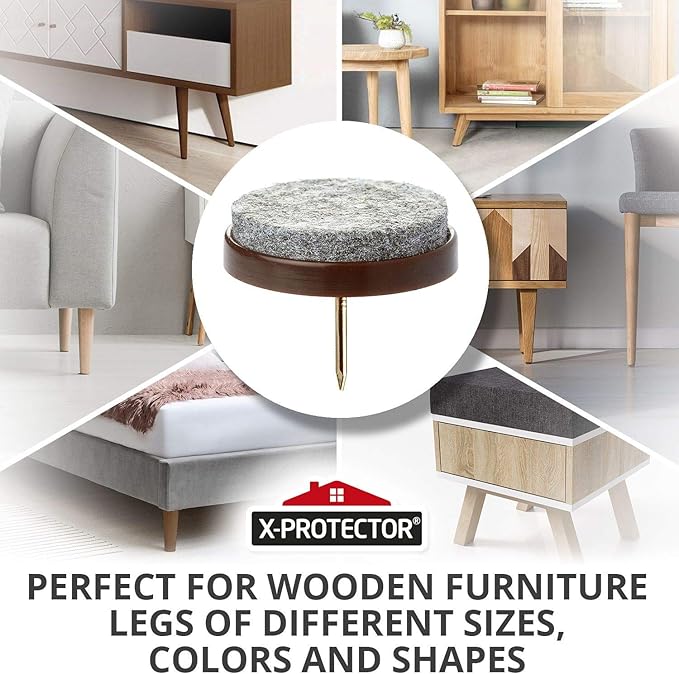 Nail - on Felt Pads X - PROTECTOR 40 PCS - 1.1" Felt Chair Pads - Floor Protectors for Furniture Legs - Best Furniture Sliders for Hardwood Floors (28mm)! | Furniture Pads - TrueDesk