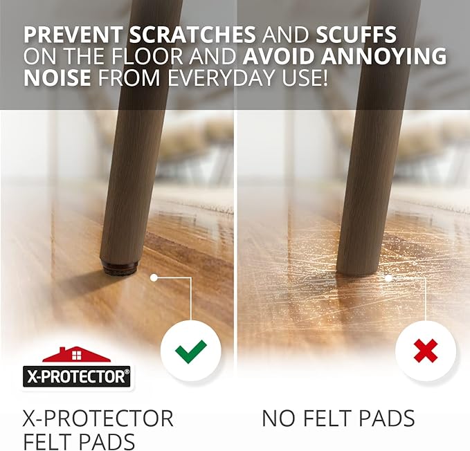 Nail - on Felt Pads X - PROTECTOR 40 PCS - 1.1" Felt Furniture Pads - Brown Chair Leg Floor Protectors - Nail in Furniture Pads for Furniture Legs - The Best Felt Chair Pads for Hardwood Floors (28mm)! | Furniture Pads - TrueDesk