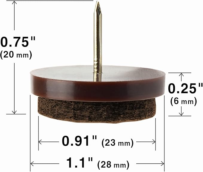 Nail - on Felt Pads X - PROTECTOR 40 PCS - 1.1" Felt Furniture Pads - Brown Chair Leg Floor Protectors - Nail in Furniture Pads for Furniture Legs - The Best Felt Chair Pads for Hardwood Floors (28mm)! | Furniture Pads - TrueDesk