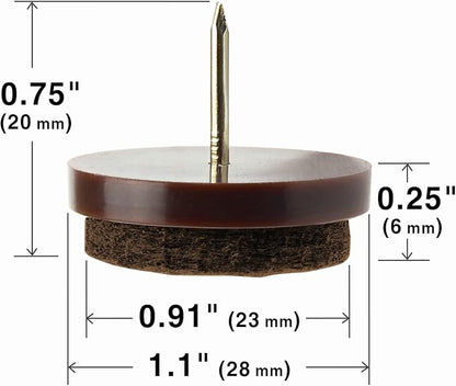 Nail - on Felt Pads X - PROTECTOR 40 PCS - 1.1" Felt Furniture Pads - Brown Chair Leg Floor Protectors - Nail in Furniture Pads for Furniture Legs - The Best Felt Chair Pads for Hardwood Floors (28mm)! | Furniture Pads - TrueDesk