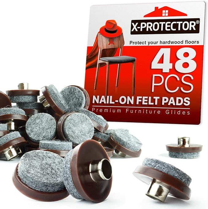 Nail On Felt Pads X - Protector - 48 Felt Furniture Pads – 1" Chair Felts Pads for Furniture Feet - Floor Protectors for Furniture Legs - Best Heavy Duty Felt Chair Pads for Hardwood Floors! | Furniture Pads - TrueDesk