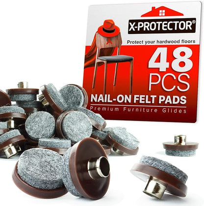 Nail On Felt Pads X - Protector - 48 Felt Furniture Pads – 1" Chair Felts Pads for Furniture Feet - Floor Protectors for Furniture Legs - Best Heavy Duty Felt Chair Pads for Hardwood Floors! | Furniture Pads - TrueDesk