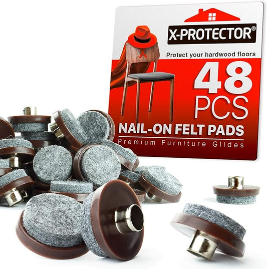 Nail On Felt Pads X - Protector - 48 Felt Furniture Pads – 1" Chair Felts Pads for Furniture Feet - Floor Protectors for Furniture Legs - Best Heavy Duty Felt Chair Pads for Hardwood Floors! | Furniture Pads - TrueDesk