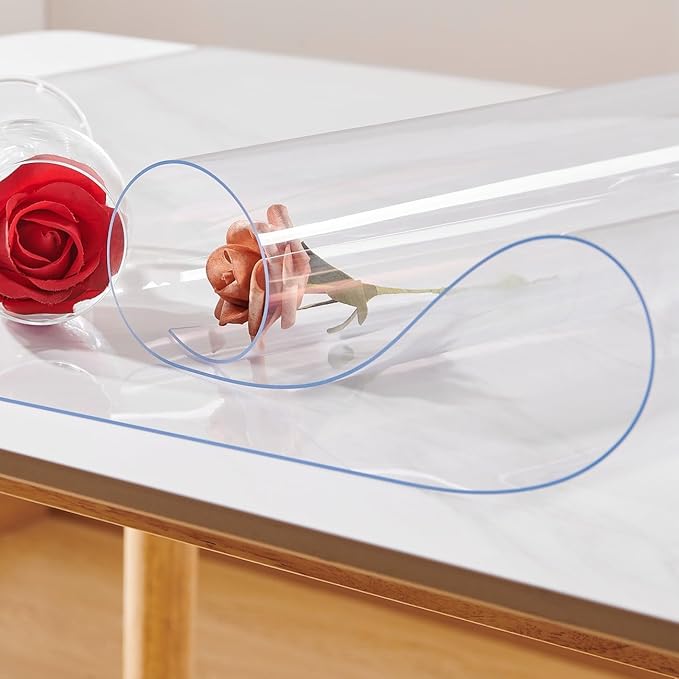 NECAUX 12 x 16 Inch 1.5mm Thick Clear Table Protector, Plastic Tablecloth PVC Waterproof Table Cover Protector Vinyl Desk Pad Mat for Coffee Table End Table Night Stand Dresser Vanity Makeup Decor | Table Pads - TrueDesk