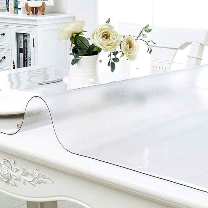 NECAUX 17 x 17 Inch Frosted Table Protector, 1.5mm Thick Plastic Waterproof Desk Pad Table Cover Tablecloth Placemats for Dining Table Writing Desk Side End Table Night Stand Dresser Vanity Decor | Table Pads - TrueDesk