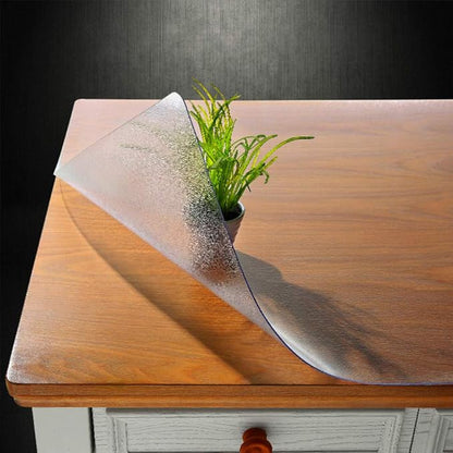 NECAUX Custom 23.6 x 51.2 Inch Frosted Table Cover Protector, 1.5mm Thick Plastic Water Resistent Heavy Duty Desk Mat Non - Slip Tablecloth Protector for Coffee Table, Sofa Table, Media Stand | Table Pads - TrueDesk