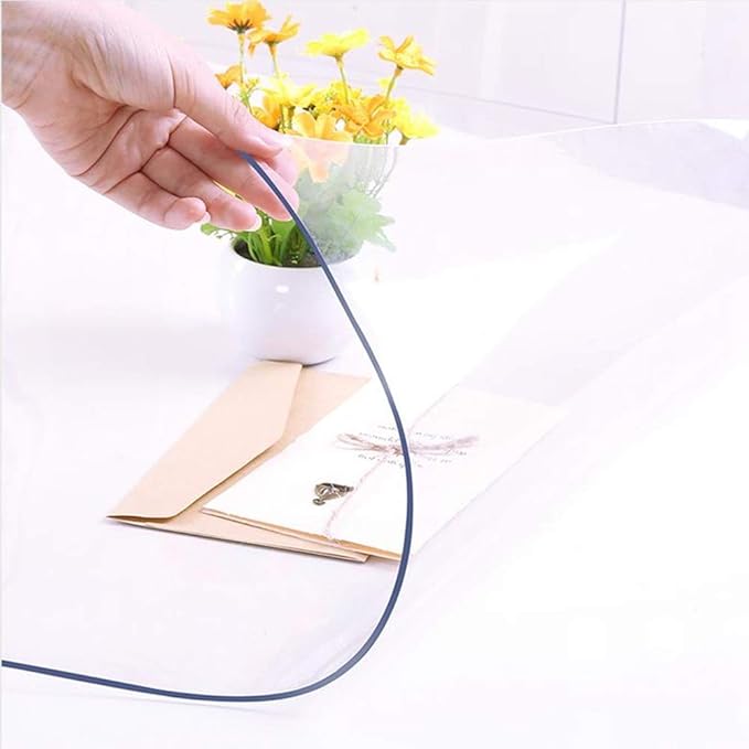 NECAUX Custom 40 x 52 Inch Clear Table Cover Protector, 1.5mm Thick Plastic Waterproof Heavy Duty Desk Pad Mat Non - Slip Tablecloth Protector for Coffee Table, Sofa Table, Media Stand, Countertop | Table Pads - TrueDesk
