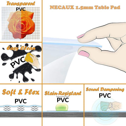 NECAUX Custom 44 x 68 Inch Frosted Table Cover Protector, 1.5mm Thick Plastic Waterproof Heavy Duty Desk Pad Mat Non - Slip Tablecloth Protector for Coffee Table, Dining Room Table, Conference Table | Table Pads - TrueDesk