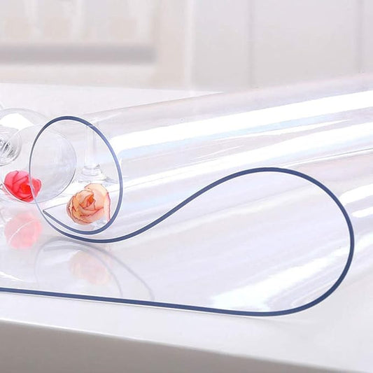 NECAUX Custom 46 x 63 Inch Clear Table Cover, 1.5mm Thick Plastic Waterproof Heavy Duty Desk Pad Mat Non - Slip Tablecloth Protector for Coffee, Dining, Conference Tables | Table Pads - TrueDesk