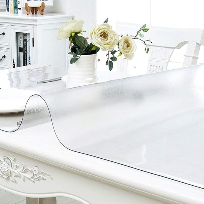 NECAUX Custom 48 x 68 Inch Frosted Table Cover Protector, 1.5mm Thick Plastic Waterproof Heavy Duty Desk Pad Mat Non - Slip Tablecloth Protector for Coffee Table, Dining Room Table, Conference Table | Table Pads - TrueDesk