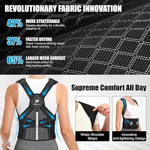 NEENCA Medical Posture Corrector Back Brace for Women & Men, Fully Adjustable Back Support, Shoulder Straightener for Upper and Lower Back Pain Relief - Scoliosis, Hunchback, Thoracic, Spine Corrector | Back Braces - TrueDesk
