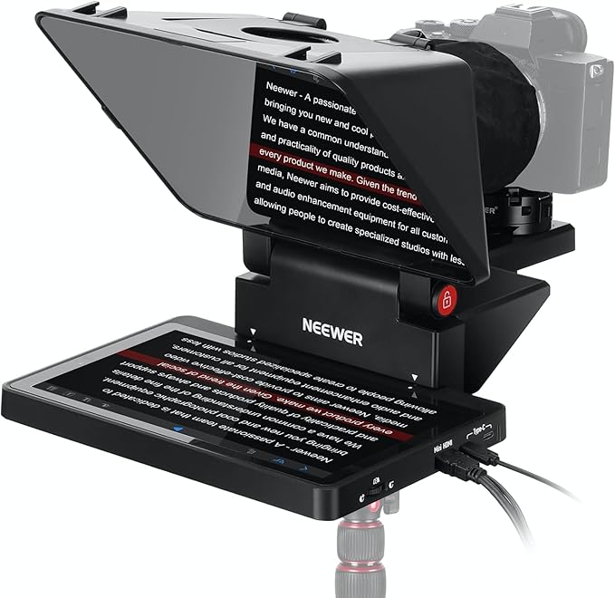 NEEWER 2 in 1 Teleprompter 11 Inch with Monitor, Supports Screen Mirroring, Portable Prompter for Camera Mobile Phone Webcam Windows MacOS for YouTube Twitch Live Streaming Conference, X11 | Teleprompters - TrueDesk