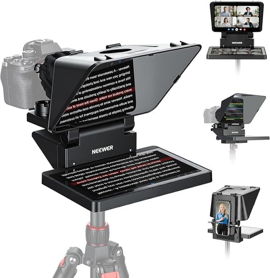 NEEWER 2 in 1 Teleprompter 11 Inch with Monitor, Supports Screen Mirroring, Portable Prompter for Camera Mobile Phone Webcam Windows MacOS for YouTube Twitch Live Streaming Conference, X11 | Teleprompters - TrueDesk