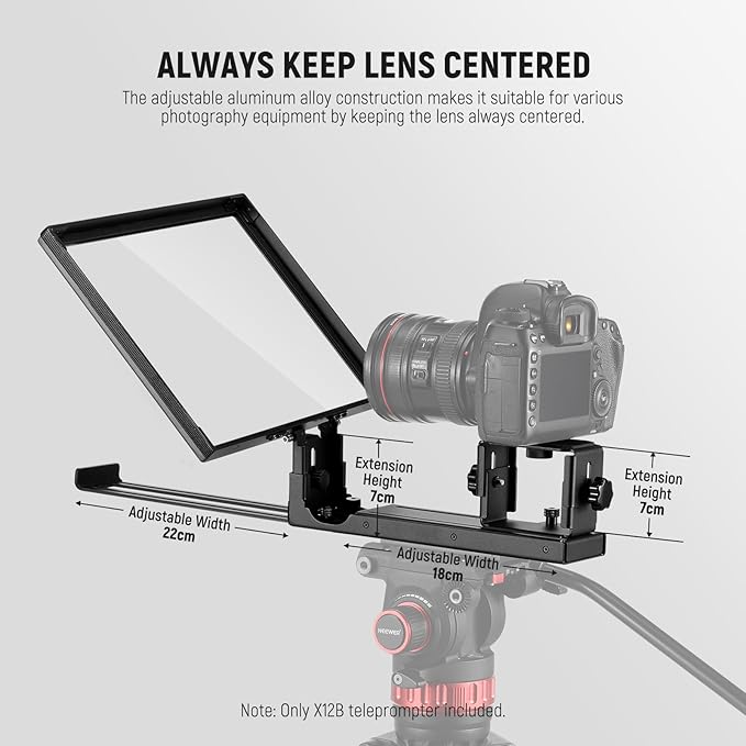 NEEWER Basics X12B Aluminum Alloy Liftable Teleprompter 12" Compatible with iPhone iPad Tablet Phone Camera, No Assembly/Remote & App Control with Cleaning Cloth, for Online Teaching Live Streaming | Teleprompters - TrueDesk