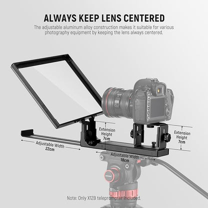 NEEWER Basics X12B Aluminum Alloy Liftable Teleprompter 12" Compatible with iPhone iPad Tablet Phone Camera, No Assembly/Remote & App Control with Cleaning Cloth, for Online Teaching Live Streaming | Teleprompters - TrueDesk