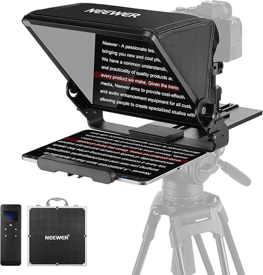 Neewer Teleprompter with Arca Type Camera Mount, Cold Shoes, RT113 Remote Teleprompter App, Online Teaching/Vlogger/Live Streaming Prompter for iPad Tablet, Assembly Free, X12II | Teleprompters - TrueDesk