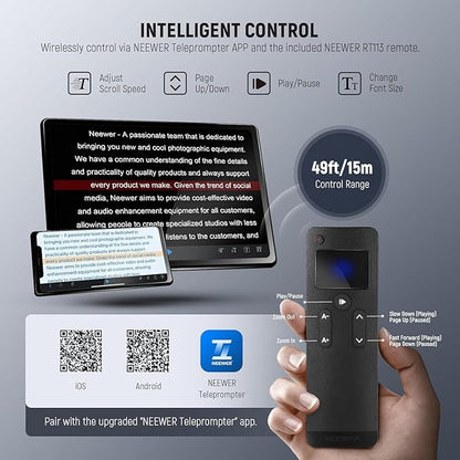 Neewer Teleprompter with Arca Type Camera Mount, Cold Shoes, RT113 Remote Teleprompter App, Online Teaching/Vlogger/Live Streaming Prompter for iPad Tablet, Assembly Free, X12II | Teleprompters - TrueDesk