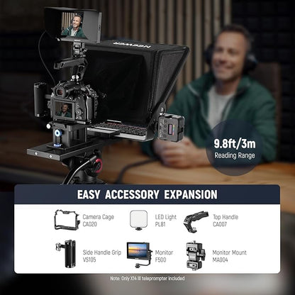 Neewer Teleprompter X14 III with RT113 Remote/App Control, 45° Tilt 14" Beamsplitter All Metal Frame Upgraded Camera Mount QR Plate Compatible with Manfrotto 501PL for iPhone iPad DSLR, Assembly Free | Teleprompters - TrueDesk