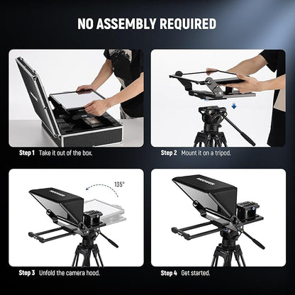 Neewer Teleprompter X14 III with RT113 Remote/App Control, 45° Tilt 14" Beamsplitter All Metal Frame Upgraded Camera Mount QR Plate Compatible with Manfrotto 501PL for iPhone iPad DSLR, Assembly Free | Teleprompters - TrueDesk